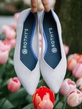 FLAWED Rothy's | "Flax Birdseye Gray" The Point Flats | Size 7